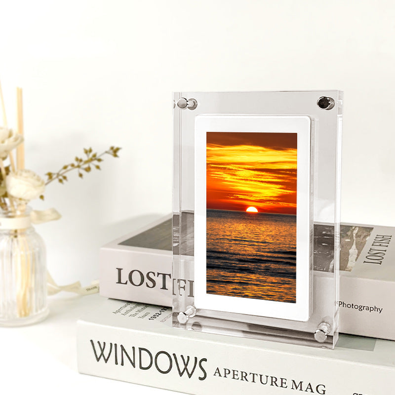 Acrylic Digital Picture Frame with 1GB Storage, Battery & Vertical Display - Perfect Gift for Loved Ones - Riva's Treasure 