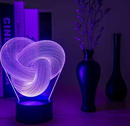 Twist Abstract LED 3D Night Light - Colorful Touch Acrylic Lamp for Baby Sleep & Mood Lighting - Riva's Treasure 