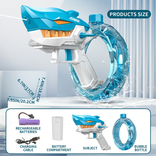 Shark Attack Fun: Fully Automatic Electric Water Gun for Endless Summer Play - Riva's Treasure 