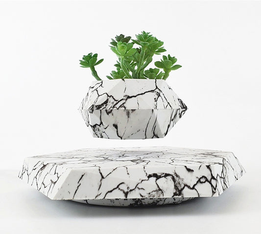 Marble Floating Magnetic Levitation Bonsai Planter – Unique Home & Office Decor Gift - Riva's Treasure 