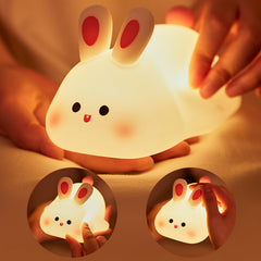 Cute Night Light Touch Sensor Cartoon Kid's Nightlights Big Face Rabbit Silicone Night Light - Riva's Treasure 