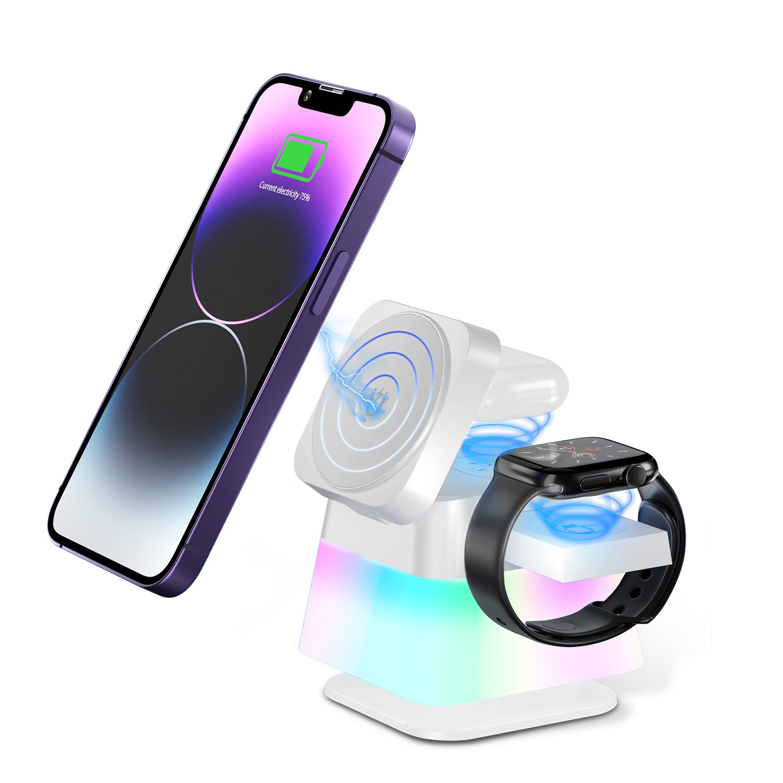 4 In 1 Rotatable Wireless Charger Stand For Phone 15 14 13 12 Pro Max 8 7 Holder Magnetic Fast Charging Station - Riva's Treasure 