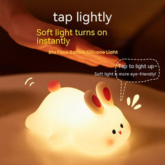 Cute Night Light Touch Sensor Cartoon Kid's Nightlights Big Face Rabbit Silicone Night Light - Riva's Treasure 