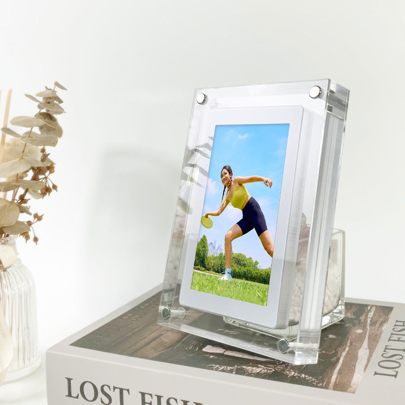 Acrylic Digital Picture Frame with 1GB Storage, Battery & Vertical Display - Perfect Gift for Loved Ones - Riva's Treasure 