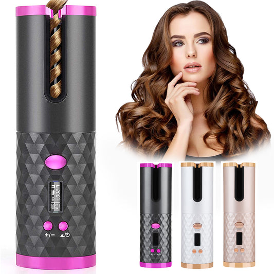 Automatic Hair Curler Women, LCD Display Ceramic Curly Rotating Curling Wave Styler - Riva's Treasure 