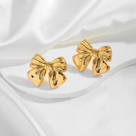 Hot Bow Earrings Copper Plating 18K - Riva's Treasure 