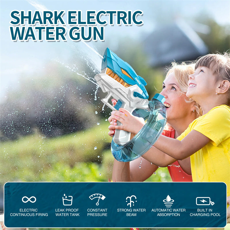 Shark Attack Fun: Fully Automatic Electric Water Gun for Endless Summer Play - Riva's Treasure 